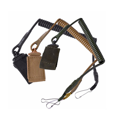 Weapon Pistol Retention Coil Safety Lanyard Strap With Hook And Loop