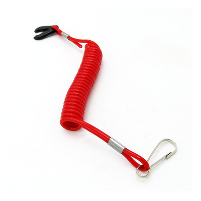 Red Reinforced Coiled Jet Ski Safety Lanyard Fits Any Brand Kill Switch