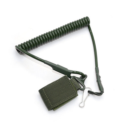 Black Tactical Coiled Pistol Lanyard Nylon Loop 4.0 / 5.0MM Cord Diametre