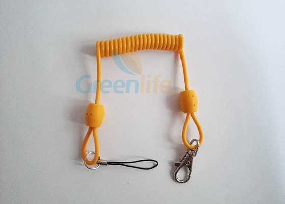 Stretched 80 CM Bungee Retractable Tool Lanyards Yellow Spring Key Chain Holder