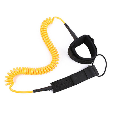Bright Yellow  Paddle Board Leash Good Safety Harness For Surf Sport