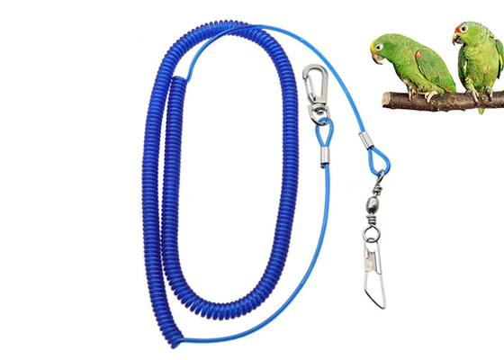 5m Clear Blue Birds Flying Safety Coiled Rope Spring Steel For Preventing Parrot Flying