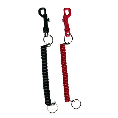 Black / Red Deluxe Casino Jogger Coiled Key Lanyard With Trigger Snap 3.2x13.5x130MM