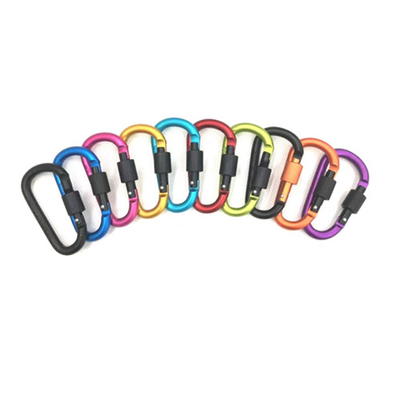 Colored Safety Aluminum Locking Carabiners D Shape 8x4.2CM 24G