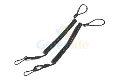 Double Loops Plastic Coil Tether Pure Black Color 13CM Unextended Length