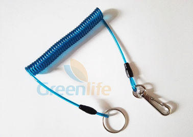Transparent coiled security tethers , Snap Hook Split Ring quick release lanyard