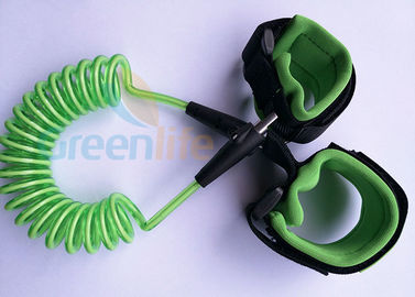 Retractable Plastic Spring Baby Wrist Link With Straps Green 1.5M Stretched Length