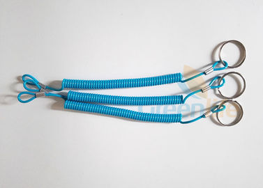 EVA Stretchable Sky Blue Coiled Key Lanyard With 30 MM Split Ring Attaching