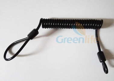 Black Cord Loop 3.0MM Plastic Coil Lanyard Durable With Black Sleeve 2pcs
