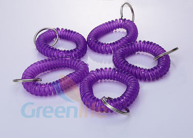 Stretchable Purple Plastic Wrist Coil Bracelet 55 MM Fall Protection For Keys