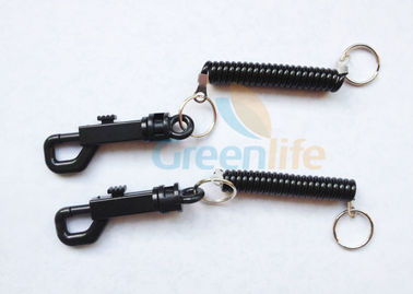 PU Material Short Coiled Key Lanyard Flex Ring With Plastic Snap Clip