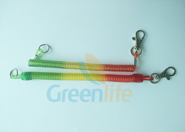Custom Coiled Key Lanyard Safe Spring Elastic Cord With Press In Hook &amp; Key Ring