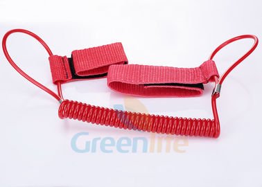 1.5M Long Quality Red Plastic Spring Coil Fishing Lanyard With  Strap 2pcs