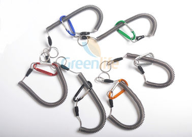 Steel Reinforced Coiled Bungee Spring Fishing Pliers Lanyard Tethers Carabinger End