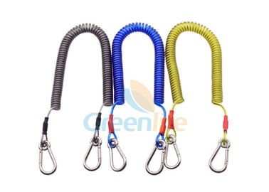 Stretchable Fishing Pliers Lanyard Tackle Protection Spring Coiled Leash With 2 Carabiners