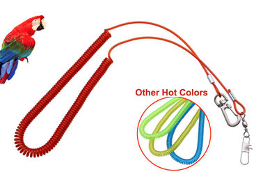 Plastic Red Wire Coil Lanyard Parrot Fly Training Security With Snap Hook / Pin