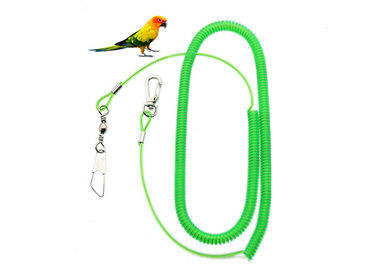 Green Wire Coil Parrot Climbing Rope TPU With Snap One End / Pin Holder One End