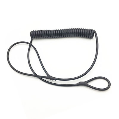 Black TPU Coated Stretchy Coil Lanyard 7.0mm With Loop Ends