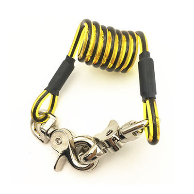 Translucent Yellow PU Coated Coil Tool Lanyard Plastic Core