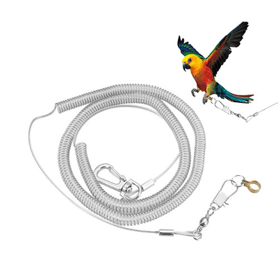 6 Meter Expanding Parrot Safe Rope Clear Tether Coil Strap flying protection for birds