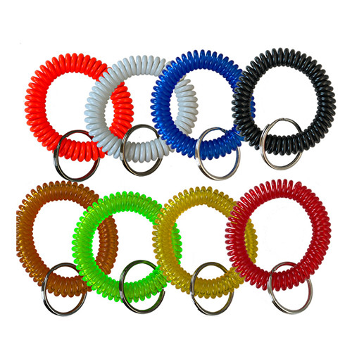 Colorful TPU Coated Spring Wrist Coil Key Chains TPU EVA 80cm Extended Length