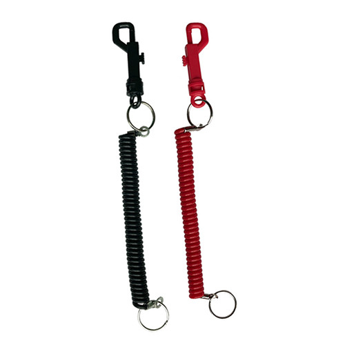 Black / Red Deluxe Casino Jogger Coiled Key Lanyard With Trigger Snap 3.2x13.5x130MM