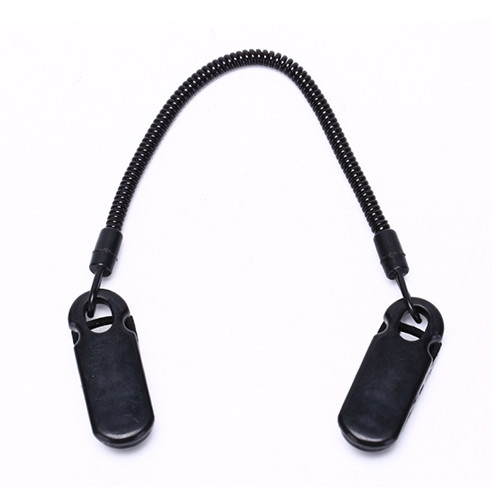 Black Double Alligator Clips Slim Coiled Lanyard Tether