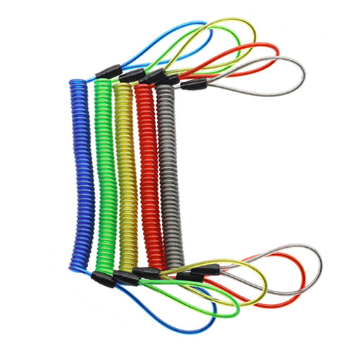 Anti Theft Colorful Stainless Steel Safety Lanyards Wire Coil Lanyard For Tools