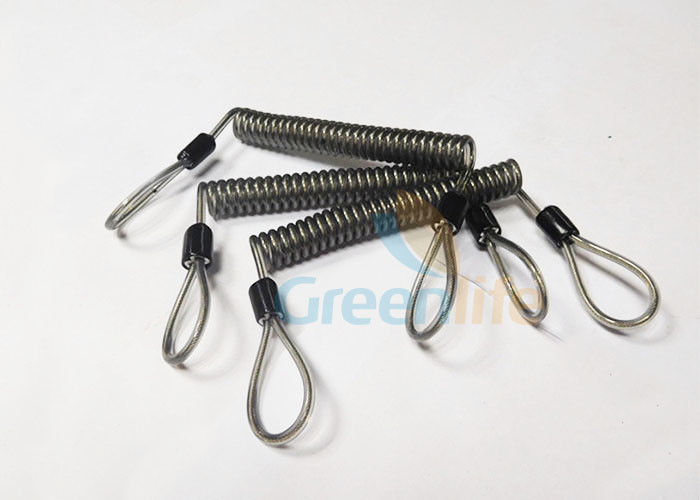 Flexible 10CM Length Plastic Spiral Coils , Loop Design Coiled Tool Lanyard