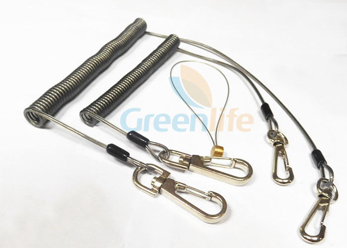 Strong Anti - Drop Spring Steel Coil Tool Lanyard In Transparent Black Color