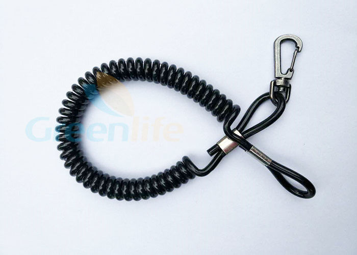 Fall Protection Plastic Coil Tool Lanyard Black Color With Press-In Hook
