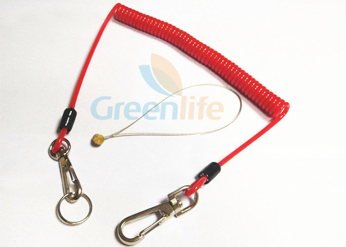 Fall Protection Red 4.0 Bungee Cord Lanyard , Standard Style Coiled Lanyard Cord