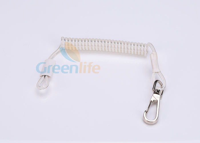 5 Inches Long White Core Coil Tool Lanyard Clear Coated Plastic For Hand Tool
