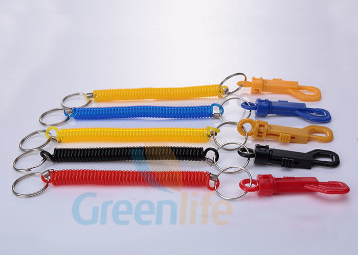 Economical Expandable Coiled Key Lanyard With PP Belt Clip / Split Ring