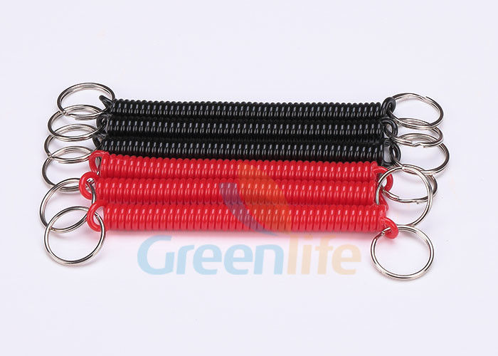 Promotional 2.5mm Coiled Key Lanyard Red / Black Retractable With Nylon String
