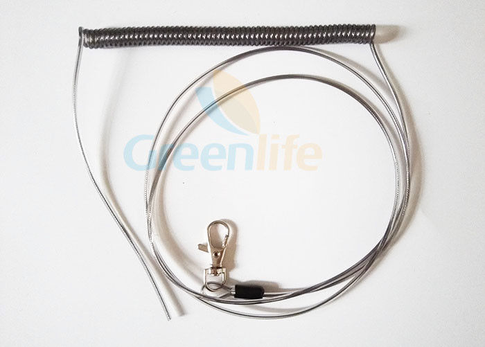 Customized Spring Spiral Wire Coil Cable Lobester Claw One End 1M Tail