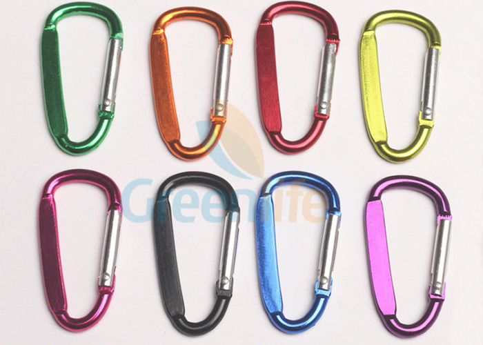 Promotional Aluminum Carabiner Clips , Silver Pole Personalized Carabiner Keychain