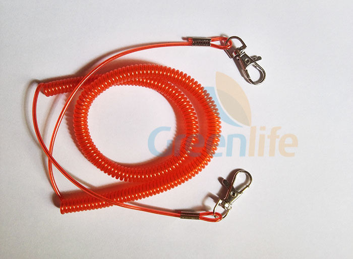 Promotional Spiral Retractable Fishing Lanyard , Red Coiled Security Tethers
