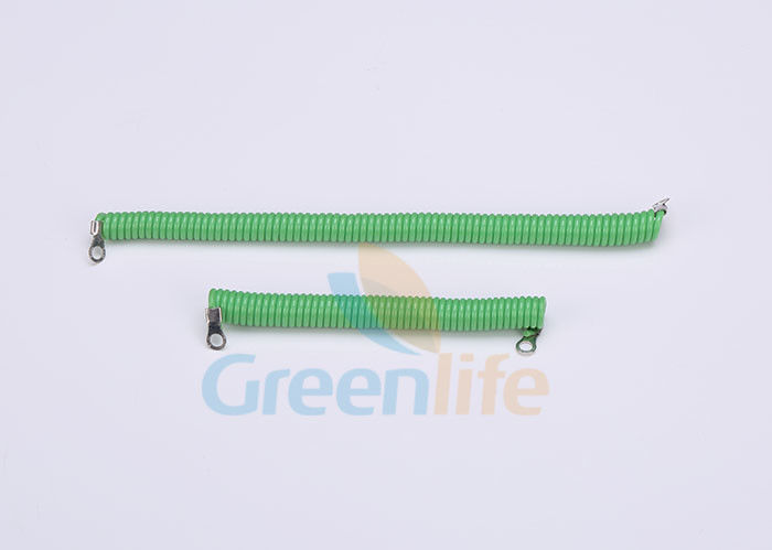 Soft Green 2.0MM Coiled Security Tethers By Customer Different Length With Eyelets