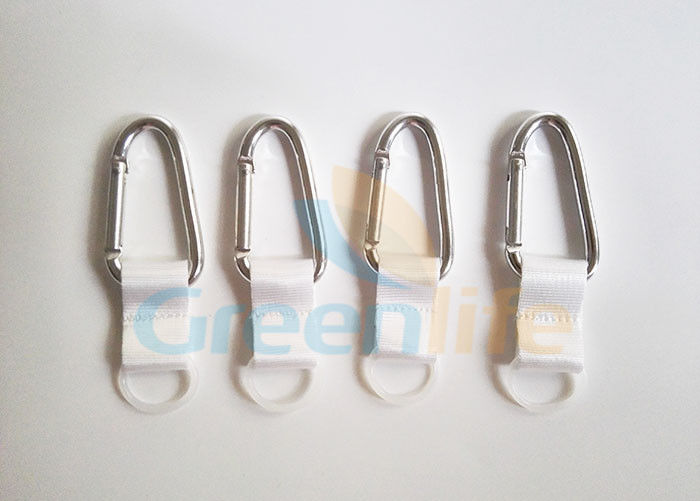 6CM Silver Aluminum / Polyester Snap Hook Carabiner With Short Strap