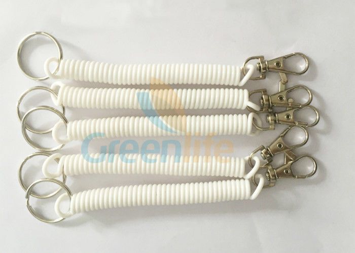 Stretchable Plastic White Coil Spring With Split Ring And Executive Swivel