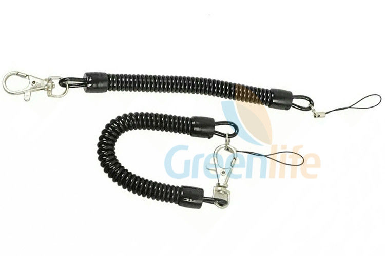 Standard Coiled Key Lanyard Slim Spring Black Color For Multi - Purpose Daily Use