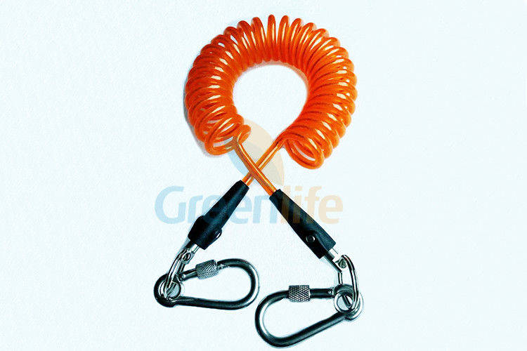 Orange Coil Tool Lanyard 1.5M Retracted Long For Safety Scaffolding