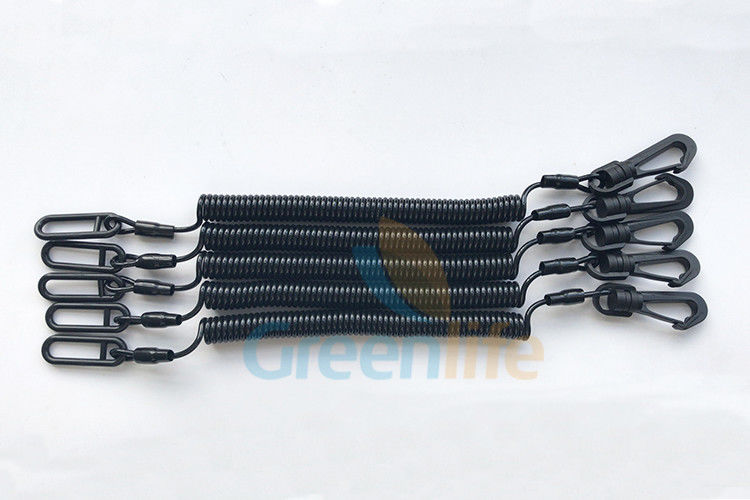 Anti - Lost Coiled Security Tethers Custom Plastic Clip / Hook For Machinery Works