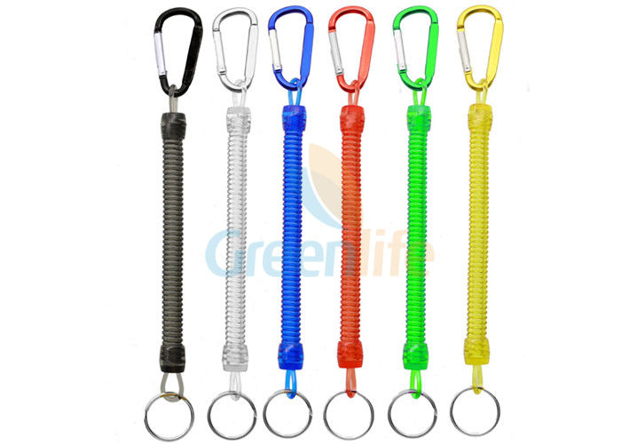 Colorful Spring Coil Lanyard Economical Fly Fishing Accessory With Colored Carabiner