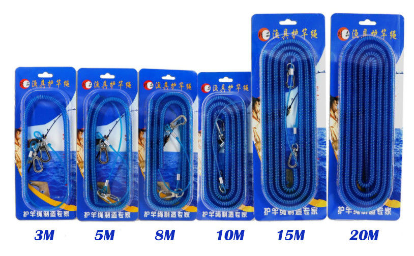 Real Steel Coil Blue Fishing Spring Coil Lanyard PU Material With Different Length