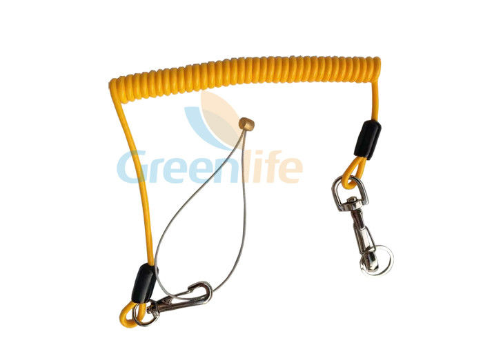 Fall Protection Spiral Coiled Tool Leash High Security Snap Hook Cord Solid Yellow
