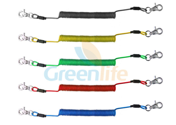 Translucent Colorful Plastic Coil Lanyard PU Covered Flexible Anti Lost Spring Steel Wire
