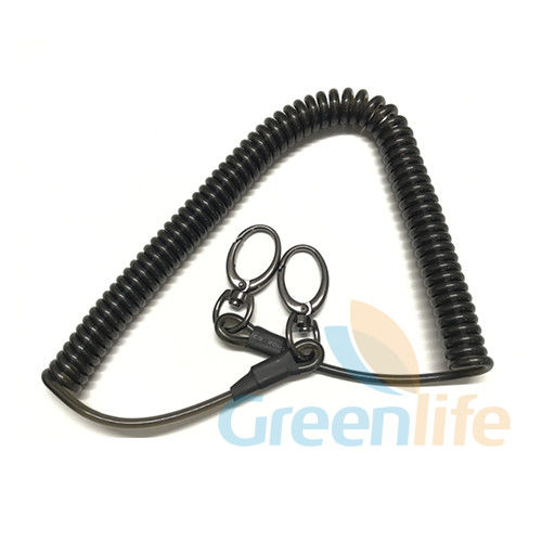 TPU Carabiner 28CM Cord Dia Coiled Clip Lanyard For Protection