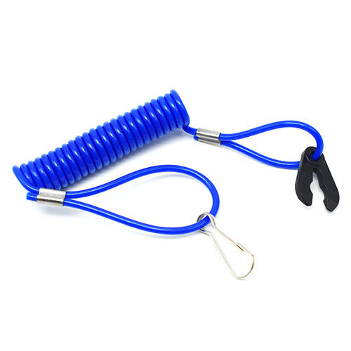 Extendable Polyurethane Cord Flexible Coil Lanyard Blue Stretched Length